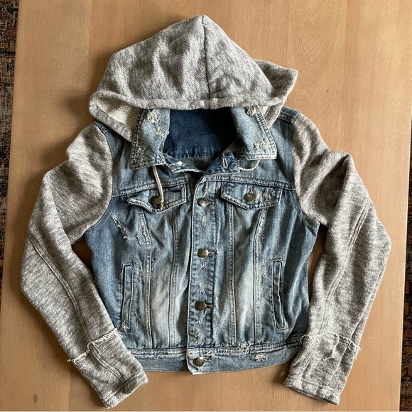 Free People Knit Hooded Denim Jacket - Picture 5 of 13